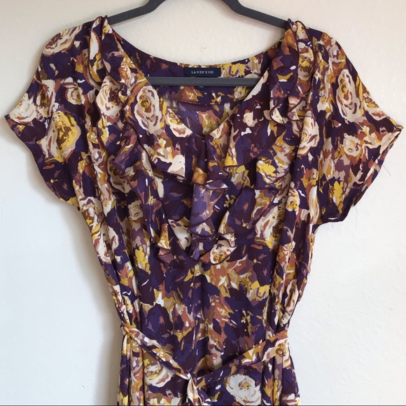 Land's End Purple Floral Georgette Ruffle - Picture 3 of 8
